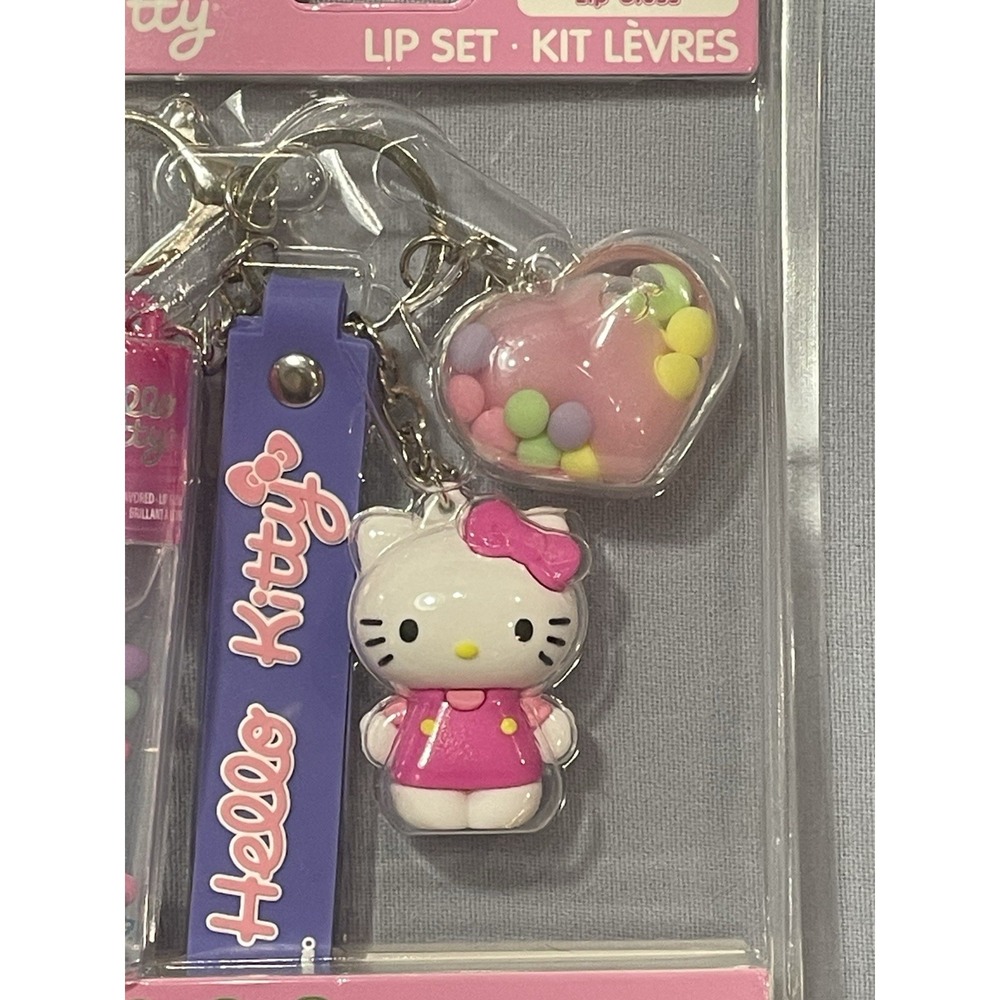 NEW Sanrio Hello Kitty Pink Makeup Box Quilt-Like Mini Purse w/ Chain & Lip Set - Picture 8 of 9